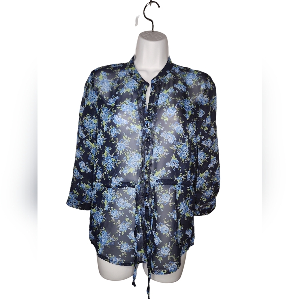 Blue Boho top with Cinch Waist